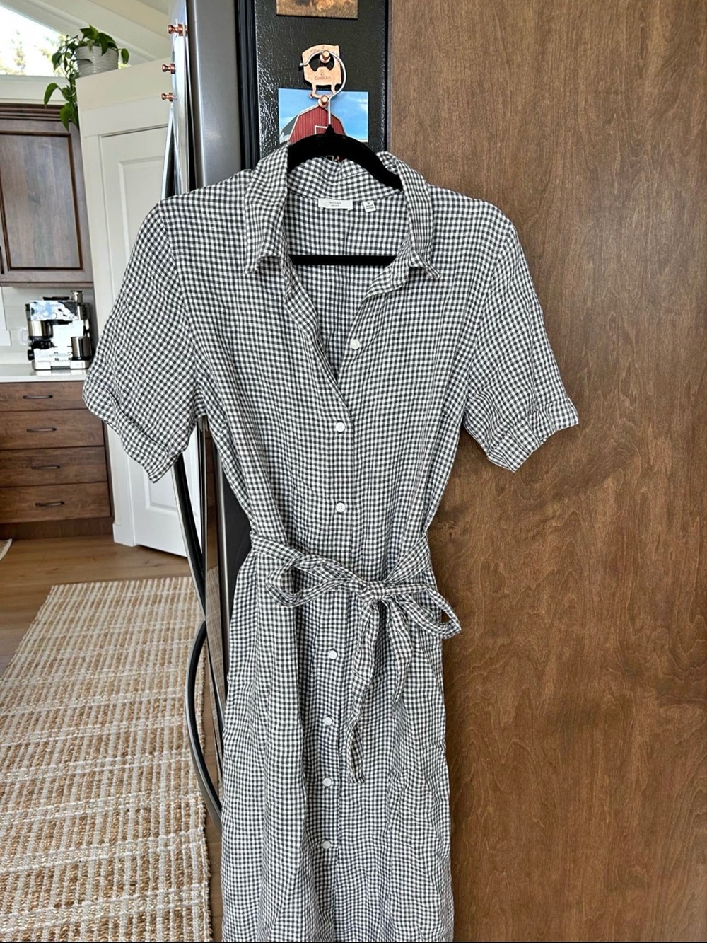 Aritzia Black and White Gingham Button-Front Maxi Dress
